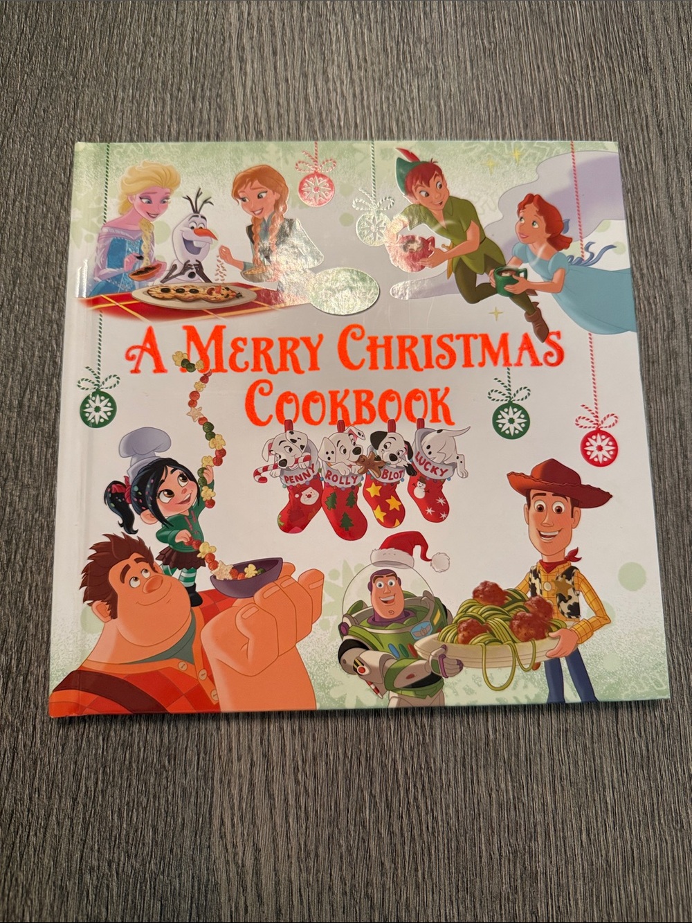 Disney A Merry Christmas Cookbook - White/Red Holiday Characters Cover